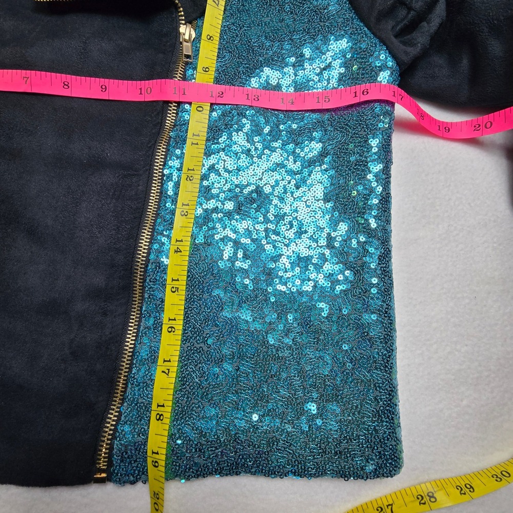 Disney Wicked Sequin Moto Jacket Medium Twee Cosplay E-Girl Pride Kid Core Anime - Picture 8 of 12